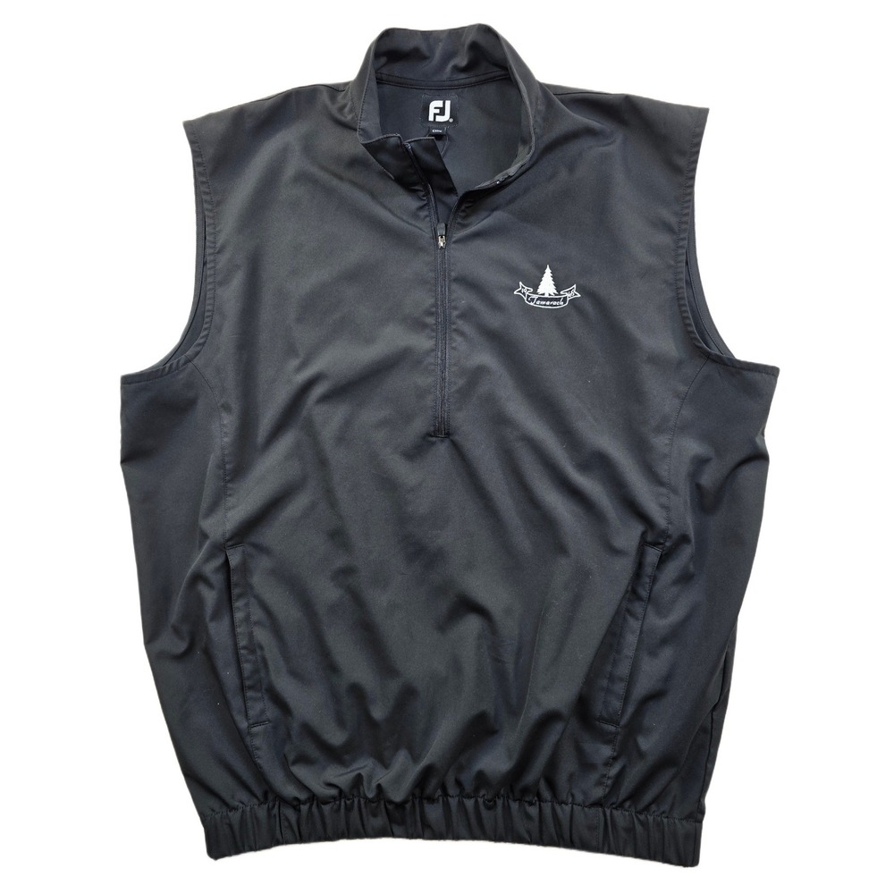 FootJoy Golf Vest Mens Medium Black Windshirt Quarter Zip Tamarack Logo‎ FJ